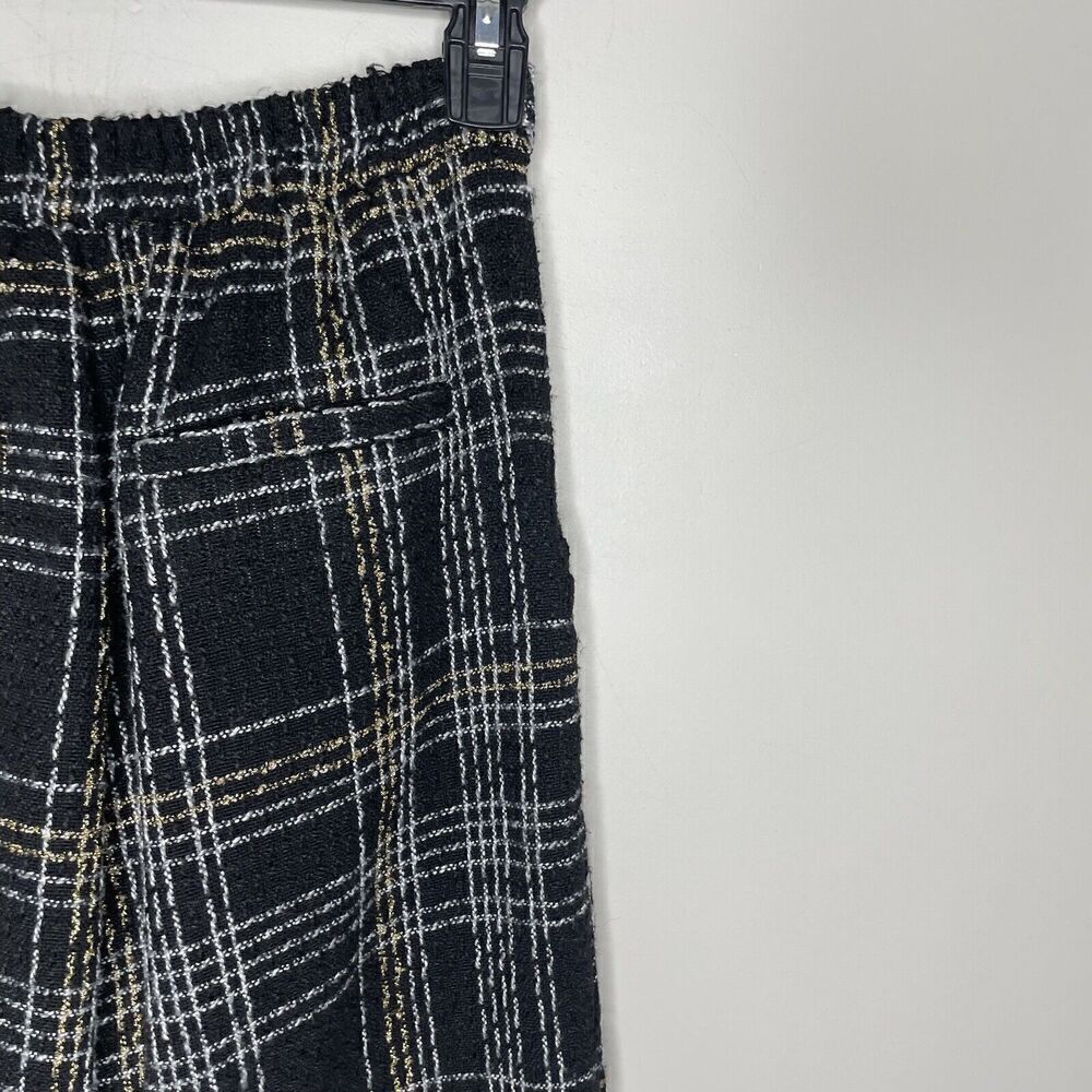 SLATE & WILLOW Pants Womens Small Black Tweed Wide Leg Trousers Plaid - Picture 9 of 15
